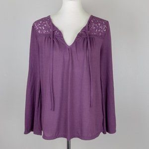 Lace Shoulder Bell-Sleeve Swing Top | Old Navy